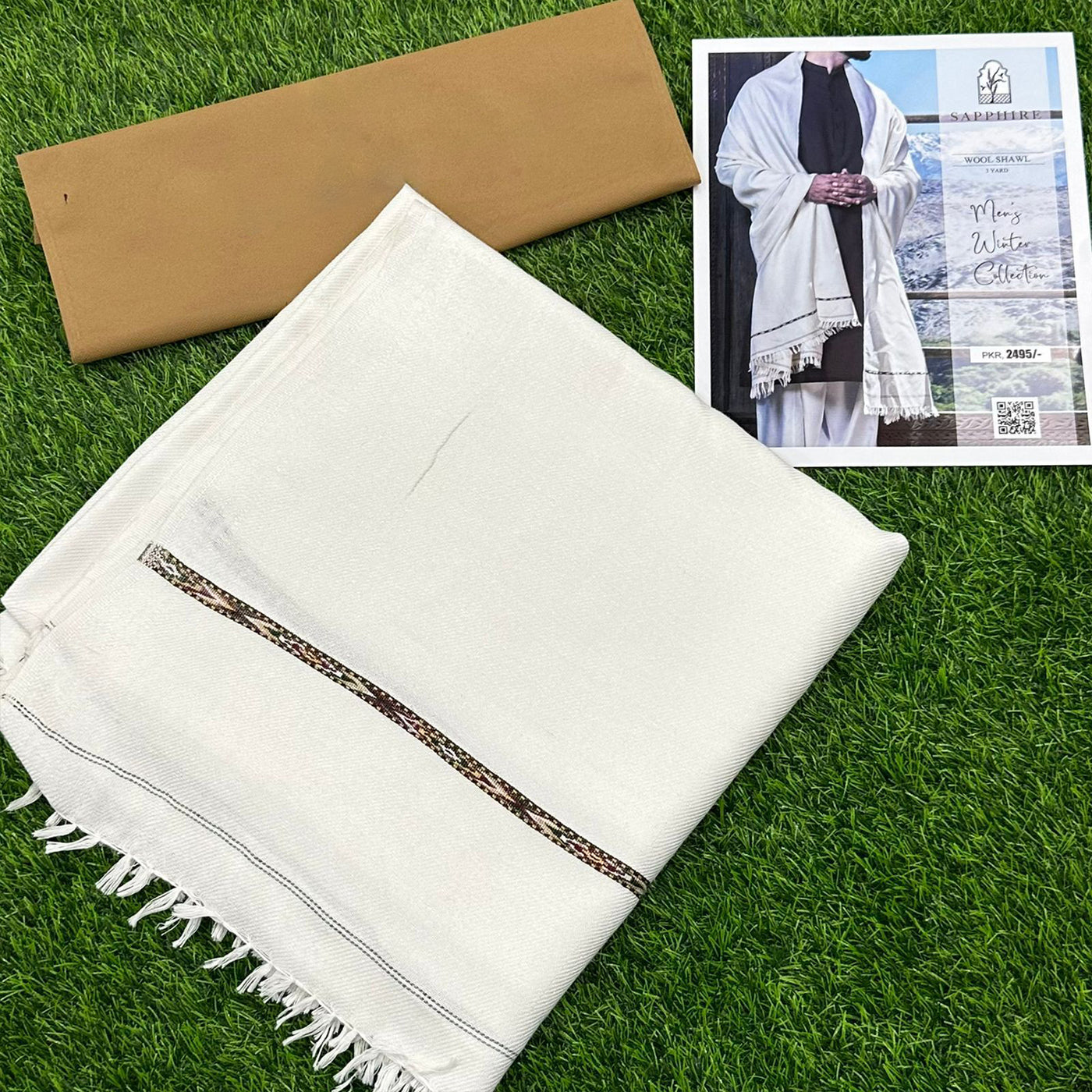 Soft & Warm Off White Shawl – 100% Claric Wool