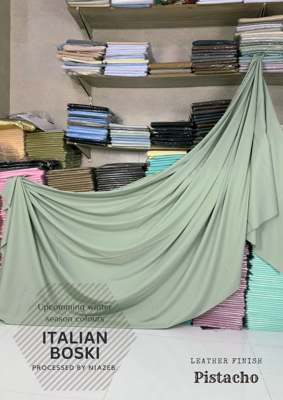 Premium Royal Collection italion Boski Wash&Wear (Pistacho Color)
