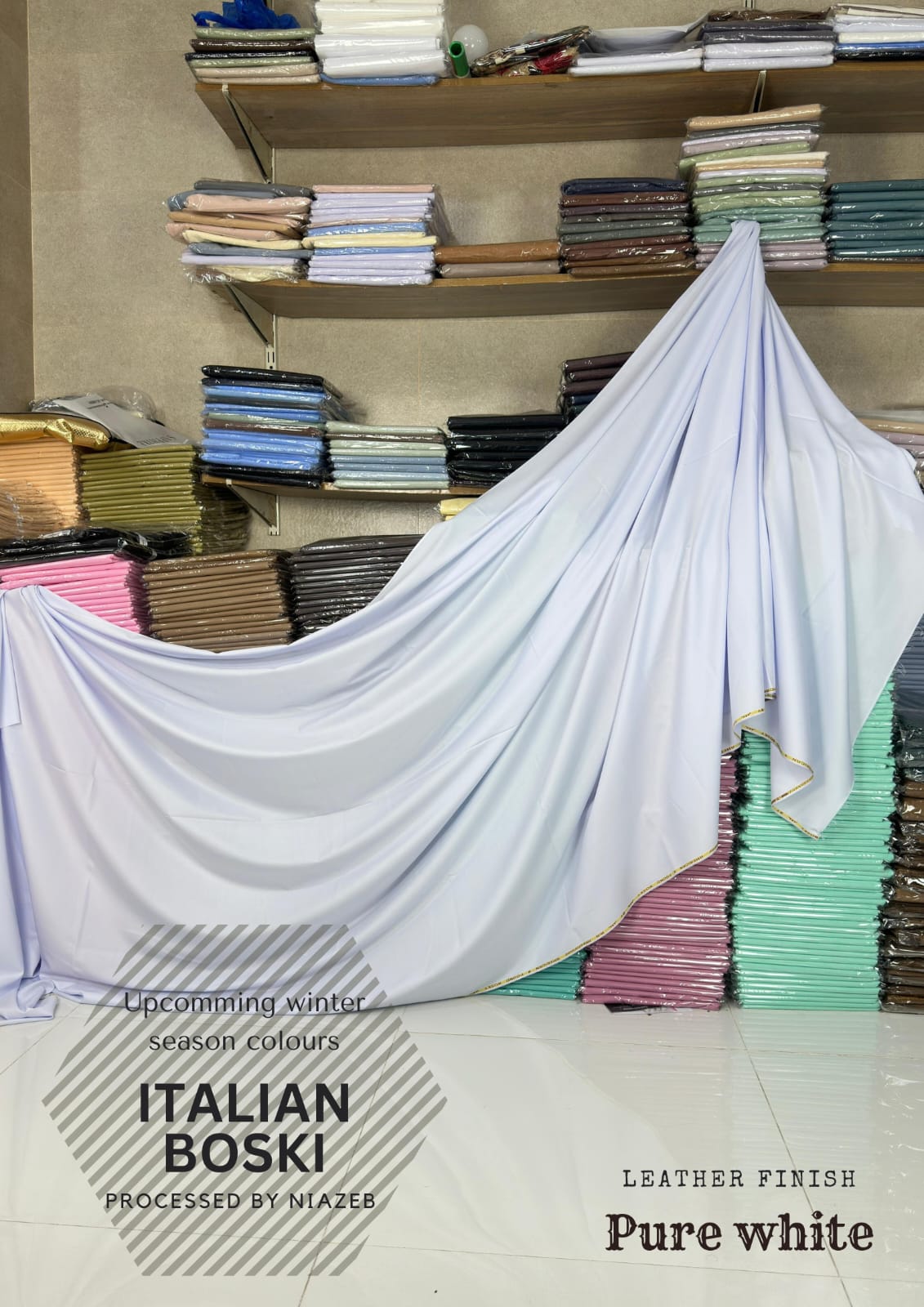Premium Royal Collection italion Boski Wash&Wear (Pure White Color)