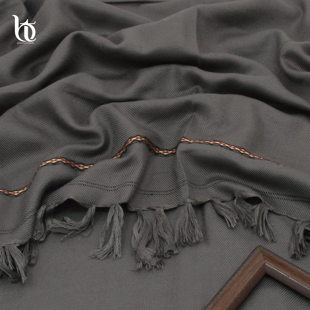 Soft & Warm Dark Grey Shawl – 100% Claric Wool