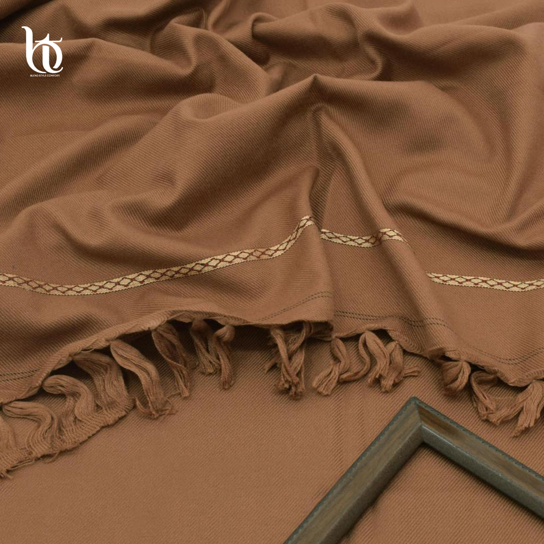 Soft & Warm Brown Shawl – 100% Claric Wool