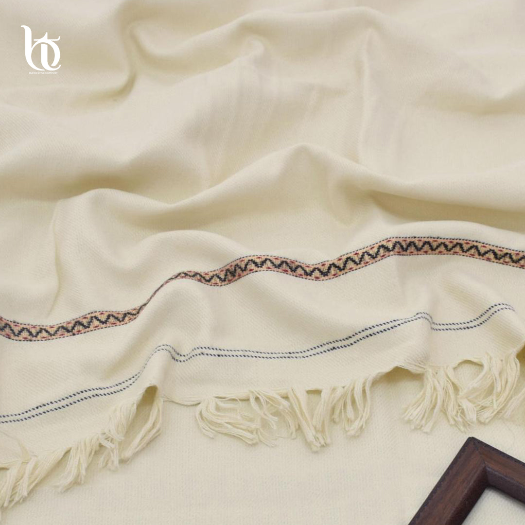 Soft & Warm Cream Shawl – 100% Claric Wool