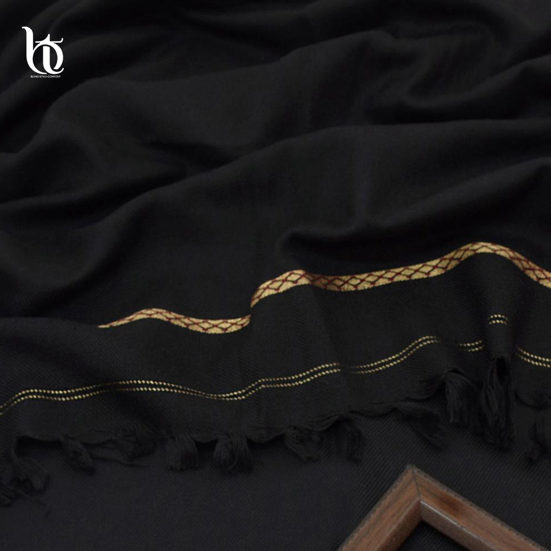 Soft & Warm Ismai Black Shawl – 100% Claric Wool